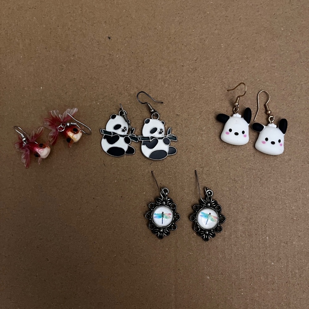 funky animal earring lot